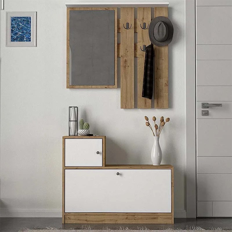 ΕΠΙΠΛΟ ΕΙΣΟΔΟΥ GALINA MEGAPAP ΧΡΩΜΑ SAPPHIRE OAK - ΛΕΥΚΟ 91,8X27X70ΕΚ.