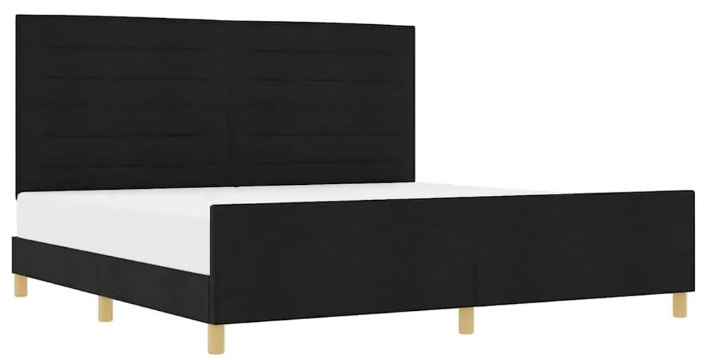 vidaXL Σκελετός Κρεβατιού με κεφαλάρι Μαύρο 200 x 200 cm ύφασμα