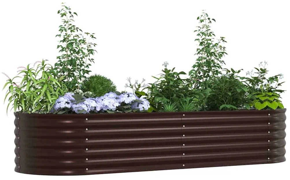 vidaXL Υπερυψωμένη Ζαρντινιέρα Καφέ 240 x 80 x 44 cm Ατσάλι
