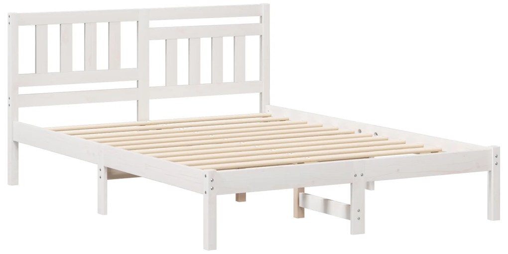 vidaXL Σκελετός Κρεβατιού Λευκό 140 x 190 cm Συμπαγές ξύλο πεύκου