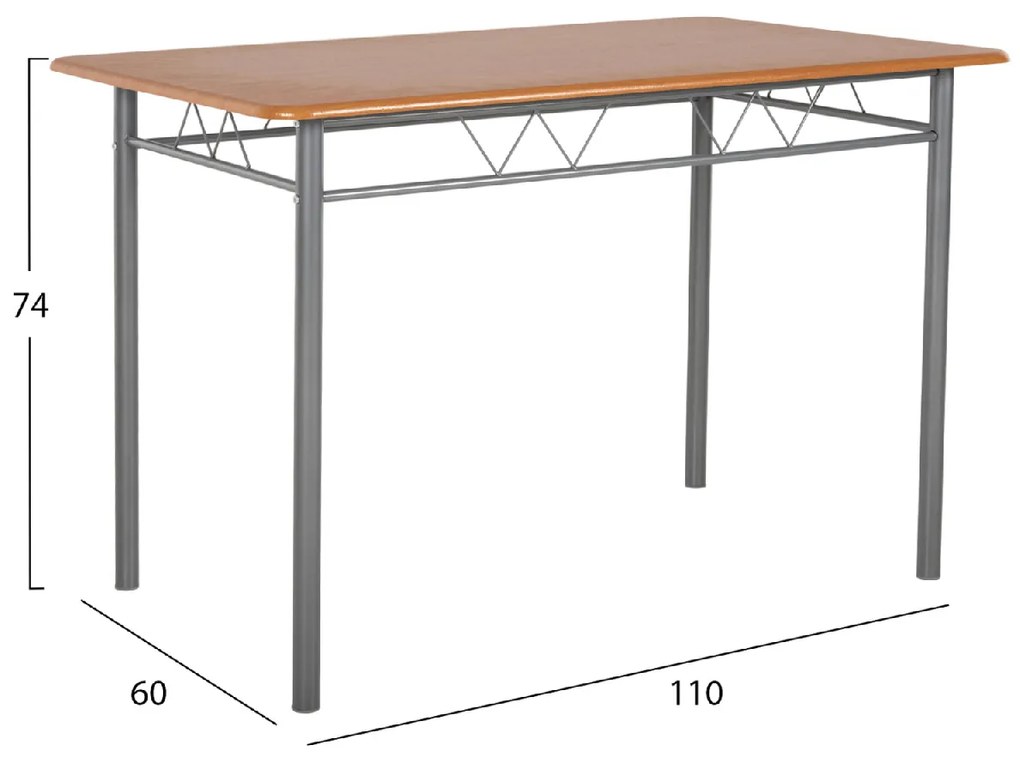 ΣΕΤ ΤΡΑΠΕΖΑΡΙΑΣ 5ΤΜΧ PEARY HM9416.12 ΜΕΤΑΛΛΟ ΑΣΗΜΙ-MDF ΣΟΝΑΜΑ 110x60x74Yεκ.