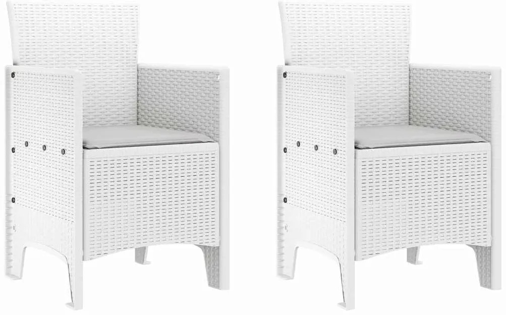 vidaXL Σέτ φαγητού για κήπο 3 pcs Λευκό Rattan Polt