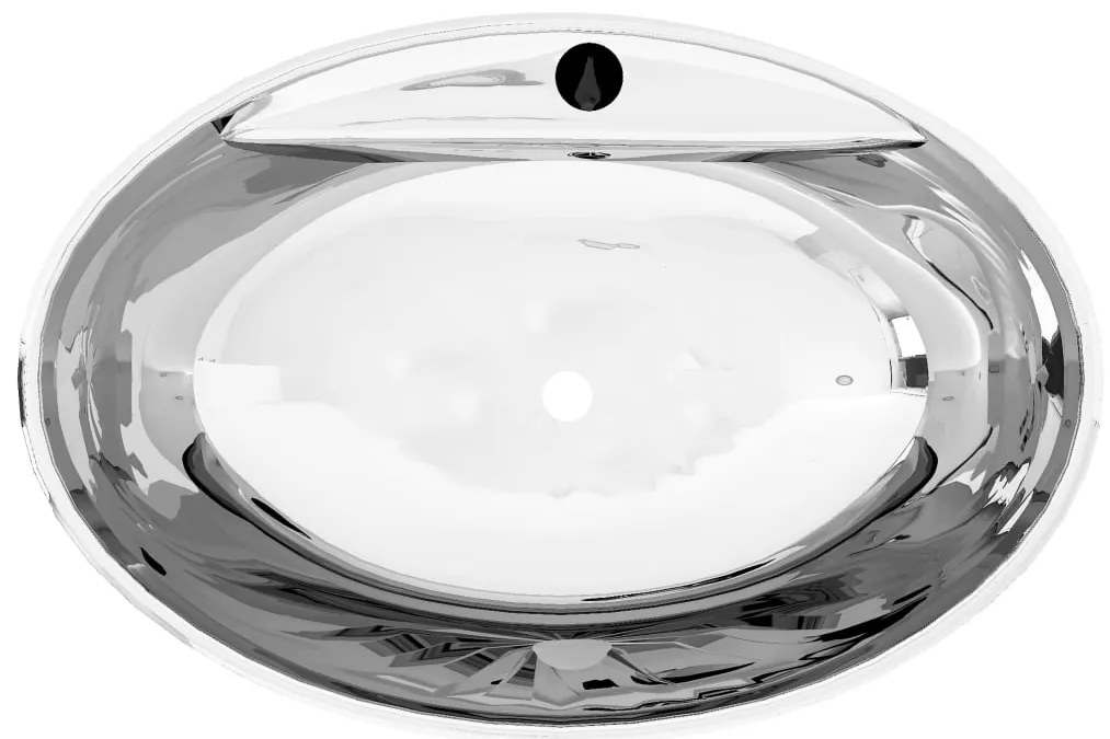 vidaXL Νιπτήρας με Οπή Υπερχείλισης Ασημί 58,5x39x21 εκ. Κεραμικός