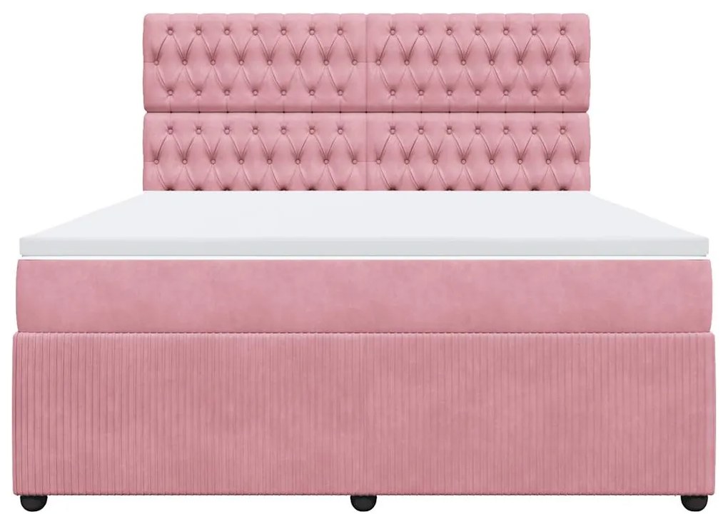 vidaXL Κρεβάτι Boxspring με Στρώμα Ροζ 180x200 εκ. Βελούδινο