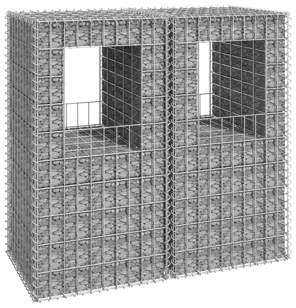 Συρματοκιβώτια Στύλοι 2 τεμ. 50 x 50 x 100 εκ. Σιδερένιοι - Ασήμι