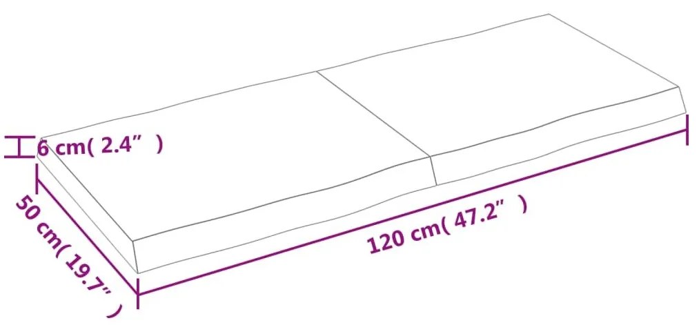 Επιφ Τραπεζιού Αν Καφέ 120x50x(2-6)εκ.Ακατέργ. Μασίφ Ξύλο Δρυός - Καφέ