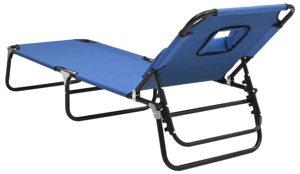 vidaXL Ξαπλώστρα Πτυσ. Μπλε Ύφασμα Oxford&amp;Ατσάλι Ηλεκτ. Βαφή Πούδρας