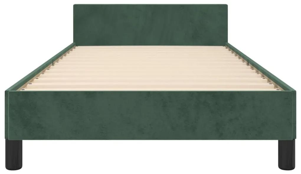 Πλαίσιο Κρεβατιού με Κεφαλάρι Σκ. Πράσινο 90x200 εκ. Βελούδινο - Πράσινο