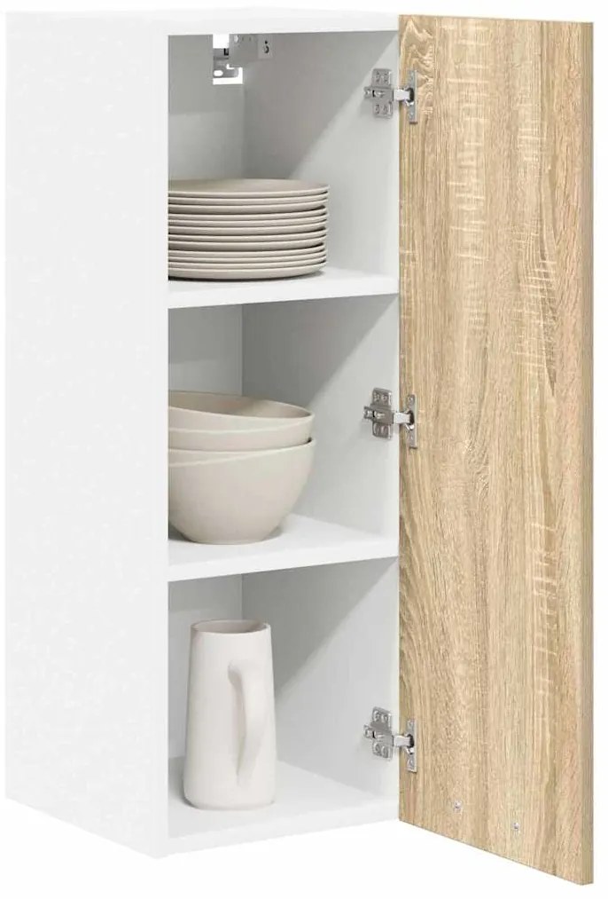 vidaXL Κρεμαστό ντουλάπι με πόρτα Riga 2 pcs Σομόνα Δρυς και Λευκό