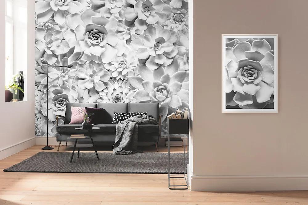 Φωτοταπετσαρία τοίχου ασπρόμαυρα λουλούδια έτοιμων διαστάσεων P962-VD4 (4.00M x 2.50Υ)