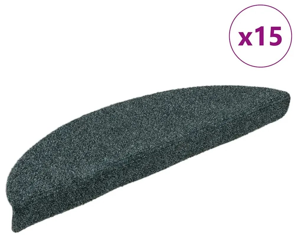 vidaXL Πατάκια Σκάλας Αυτοκόλ. 15 τεμ Πράσινα 56x17x3 εκ. Βελονιασμένο