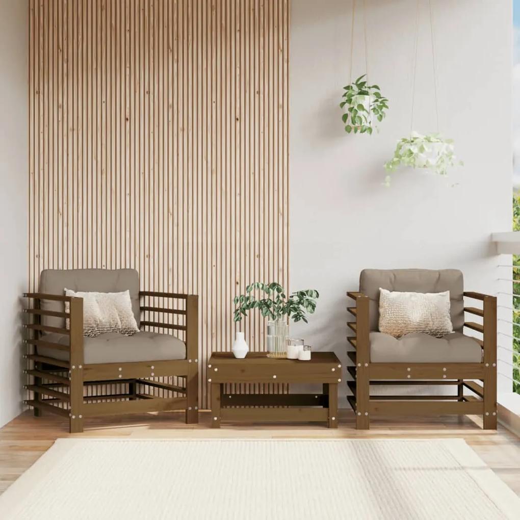 Καρέκλες Κήπου με Μαξιλάρια 2 τεμ. Μελί από Μασίφ Ξύλο Πεύκου