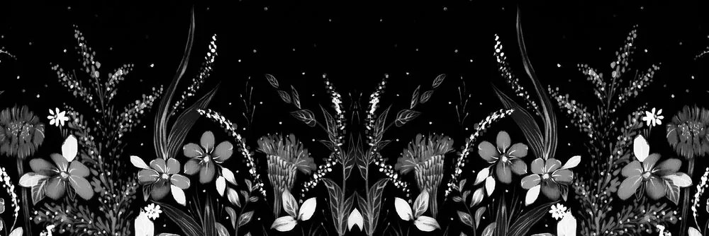 Εικόνα με λουλουδένιο στολίδι σε μαύρο & άσπρο - 135x45