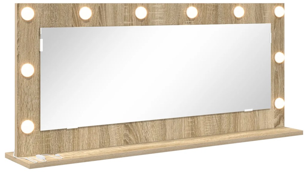 vidaXL Καθρέφτης Vanity με LED φώτα Sonoma Oak 100x45x18 εκ.