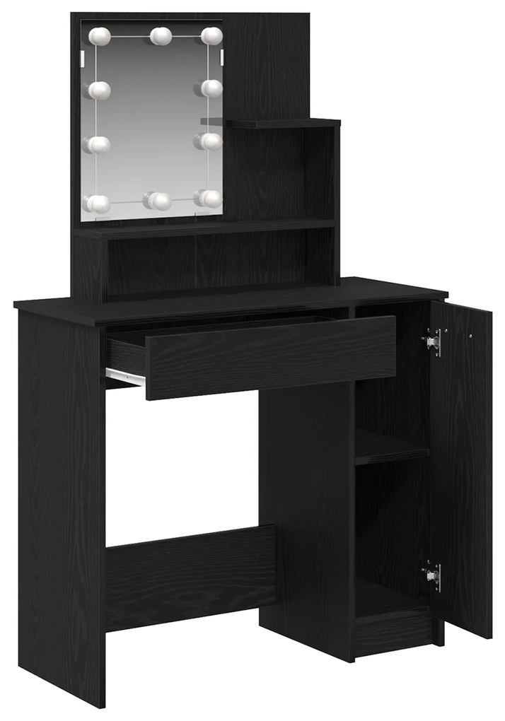vidaXL LED Καθρέφτης Μακιγιάζ σε Μαύρη Δρυ - 86.5 x 35 x 136 εκ