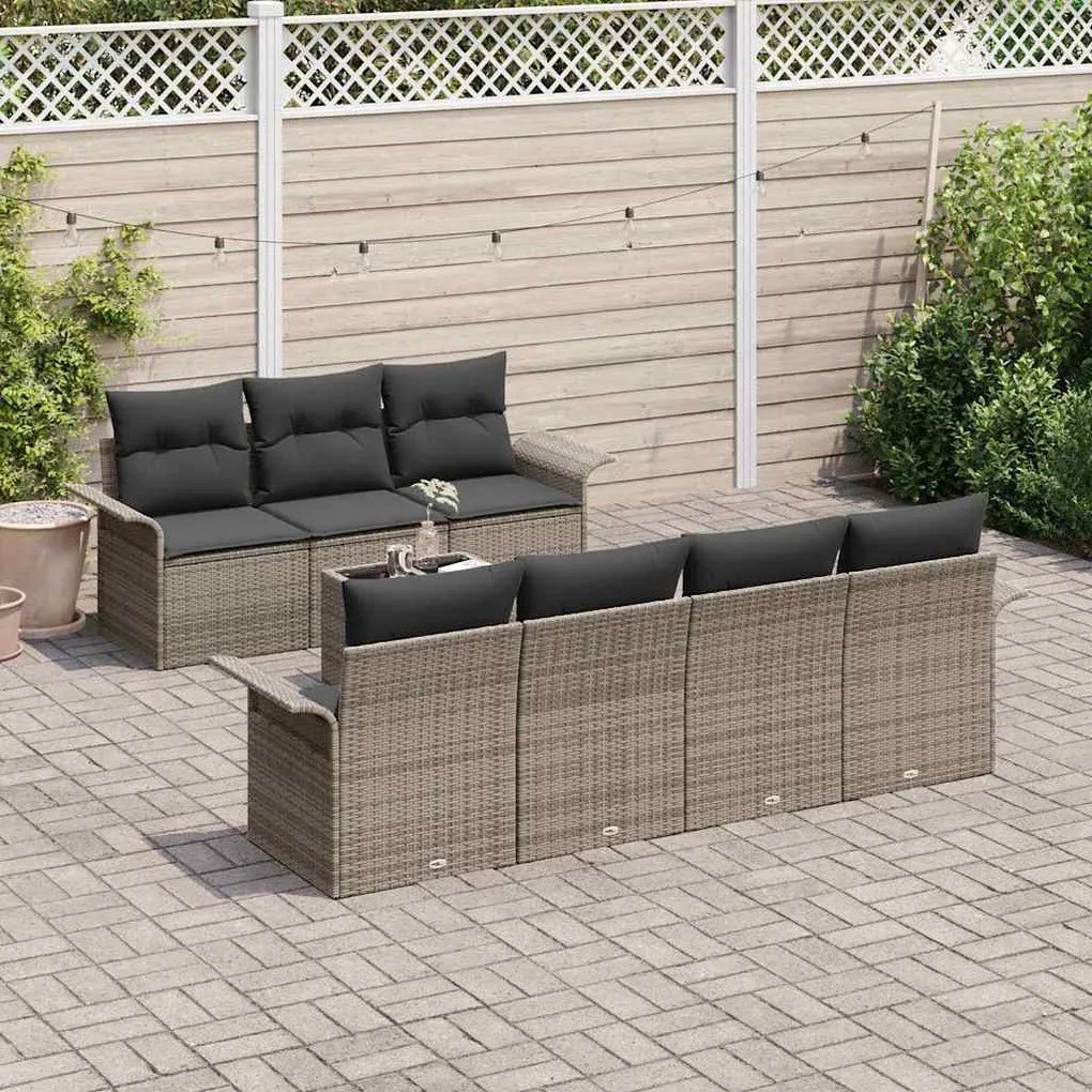 vidaXL Σετ Καναπέ Κήπου 8 pcs Γκρι Πολυ ράταν