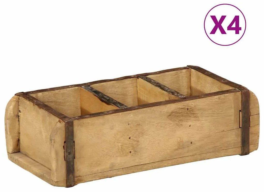 vidaXL Δίσκος με αποθήκευση 4 pcs Καφέ 30 x 14 x 9 εκ