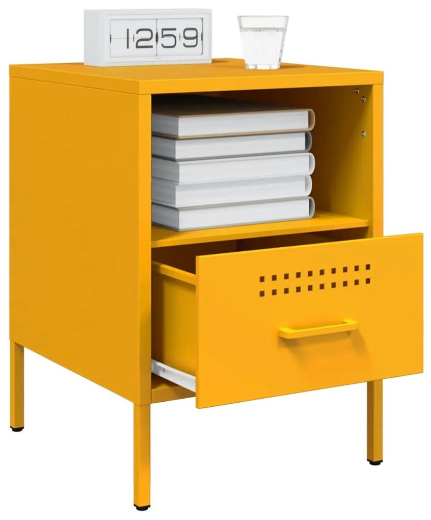 vidaXL Κομοδίνα 2 τεμ. Μουσταρδί 36x39x50,5 εκ. από Χάλυβα