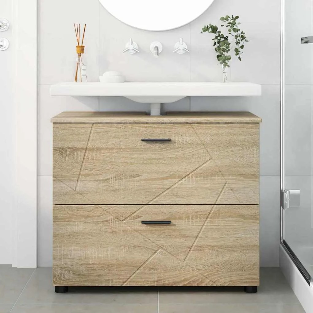 vidaXL Ντουλάπι Μπάνιου με συρτάρι Sonoma Δρυς 76,5 x 35 x 64 εκ