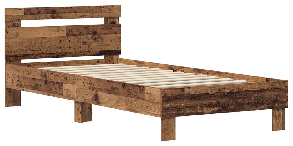 vidaXL Σκελετός Κρεβατιού Παλιό ξύλο 75 x 190 cm Επεξεργασμένο ξύλο