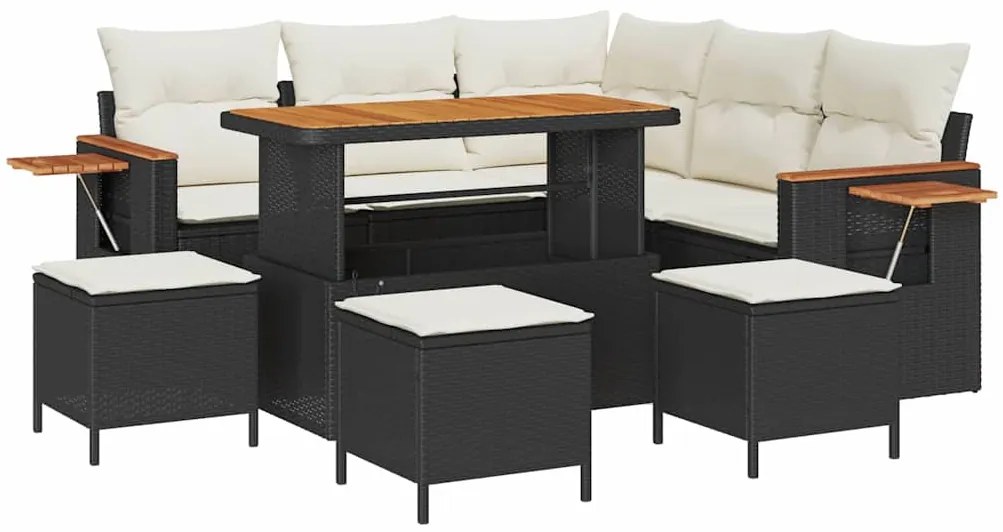 vidaXL Σετ Καναπέ Κήπου 9 pcs Μαύρο και κρεμ 110 x 55 x 71 εκ