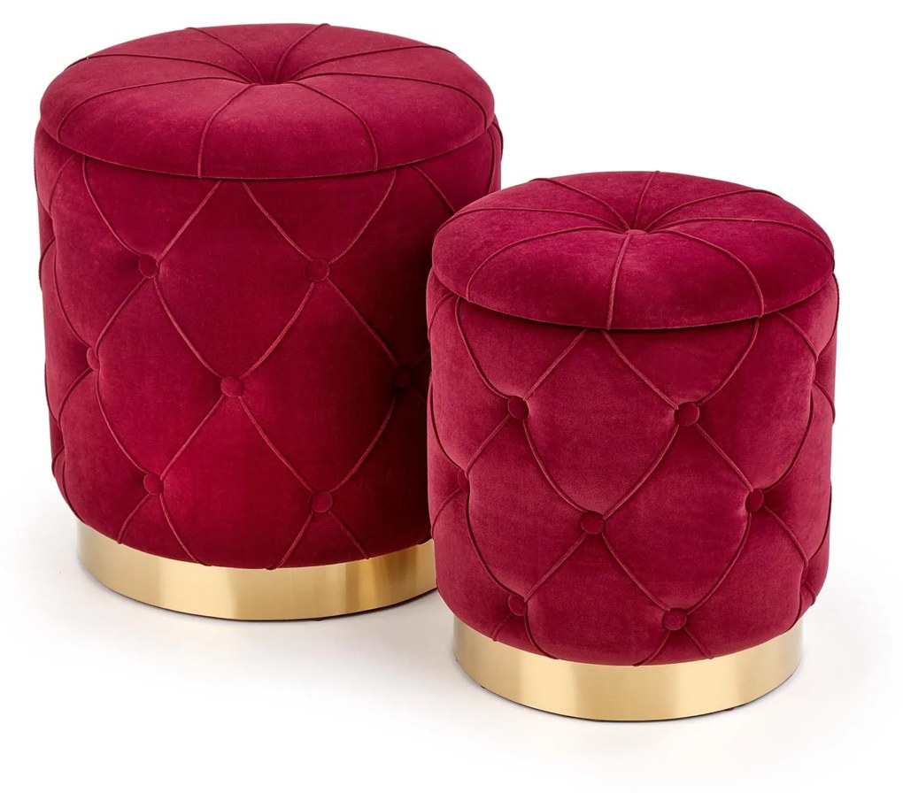 POLLY set of two stools, color: dark red DIOMMI V-CH-POLLY-PUFA-BORDOWY