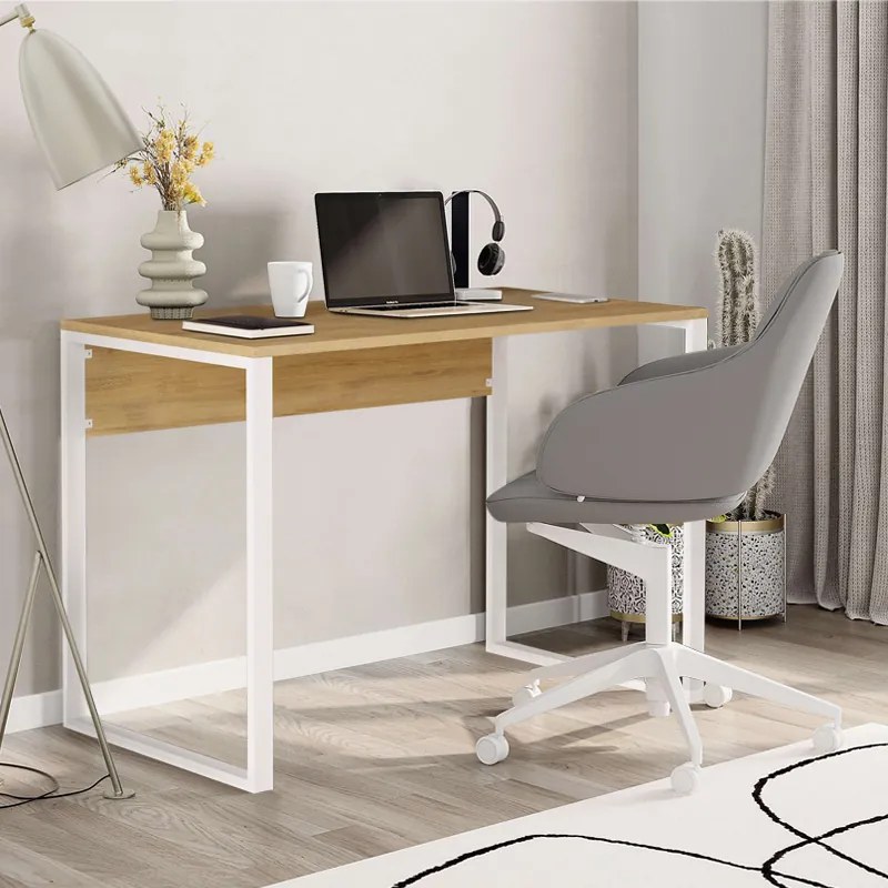 Γραφείο εργασίας Inna Megapap χρώμα sapphire oak - λευκό 110x60x75εκ.-GP037-0241,3