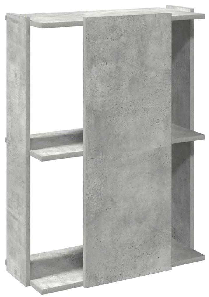 Βιβλιοθήκη 3 επιπέδων Μπετόν Γκρι 60x30x80 cm Ξύλινη κατασκευή - Γκρι