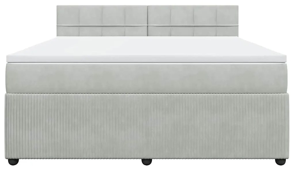 vidaXL Κρεβάτι Boxspring με Στρώμα Ανοιχτό Γκρι 180x200 εκ. Βελούδινο