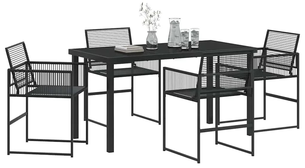 vidaXL Σέτ φαγητού για κήπο 5 pcs Μαύρο Χάλυβας με επίστρωση πούδρας