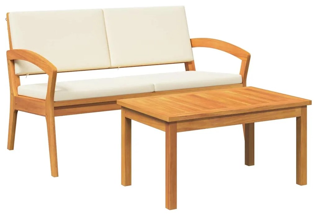 vidaXL Σετ μπιστρό με μαξιλάρι 2 pcs Καφέ Μασίφ ξύλο ακακίας