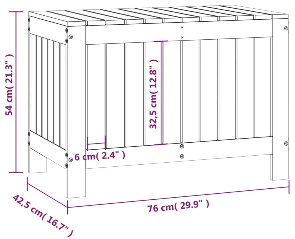 Κουτί Αποθήκευσης Κήπου Μαύρο 76x42,5x54 εκ. Μασίφ Ξύλο Πεύκου - Μαύρο