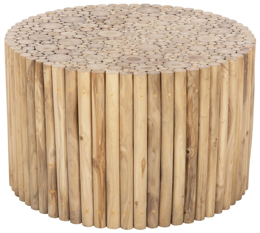 Τραπεζάκι σαλονιού COOTER C9863 Στρόγγυλο Κλαδιά TEAK Φυσικό Φ80x50Υεκ. 80x80x50 εκ.