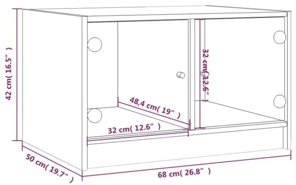 Έπιπλο Τηλεόρασης Λευκό 68x37x42 εκ. με Γυάλινες Πόρτες - Μαύρο