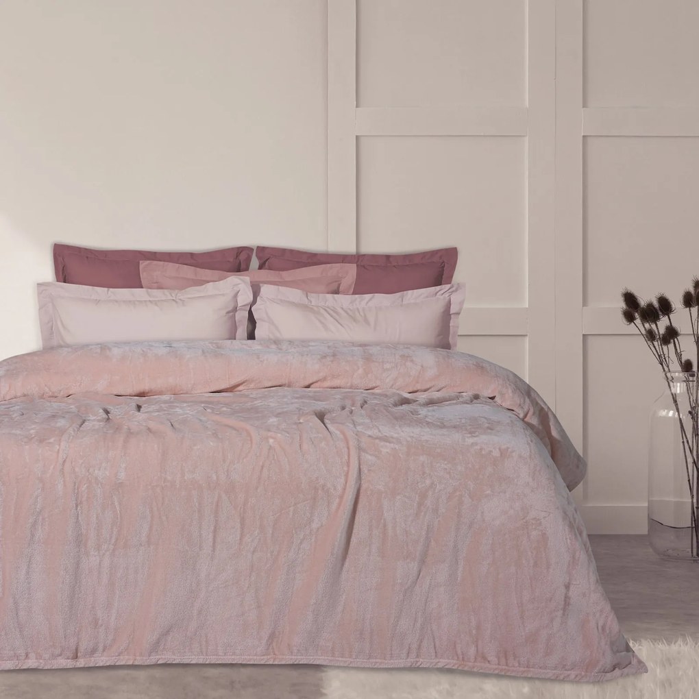 Κουβέρτα Βελουτέ Υπέρδιπλη 220x240 Das1346 Ροζ 5204850230289