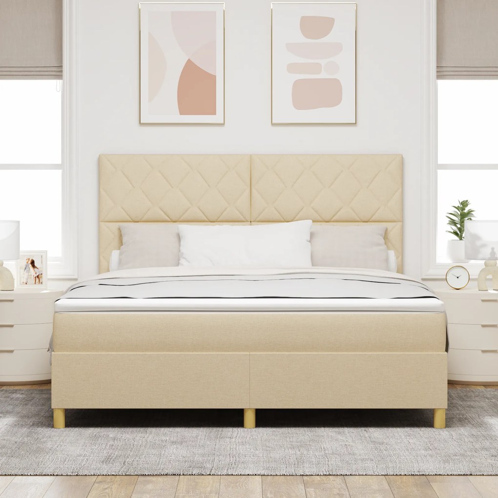 vidaXL Κρεβάτι με ελατήρια με στρώμα Κρεμ 180 x 200 cm ύφασμα
