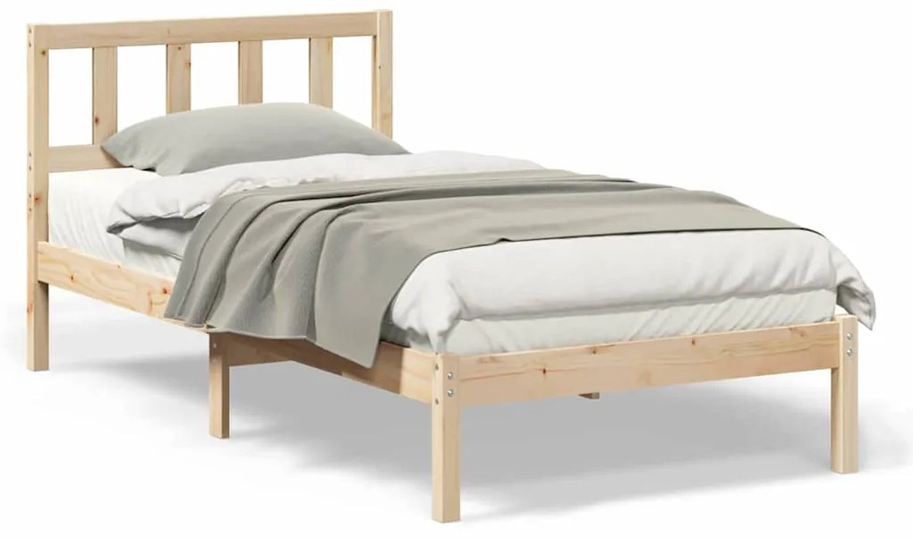 vidaXL Σκελετός Κρεβατιού Καφέ 90 x 190 cm Μασίφ ξύλο πεύκου