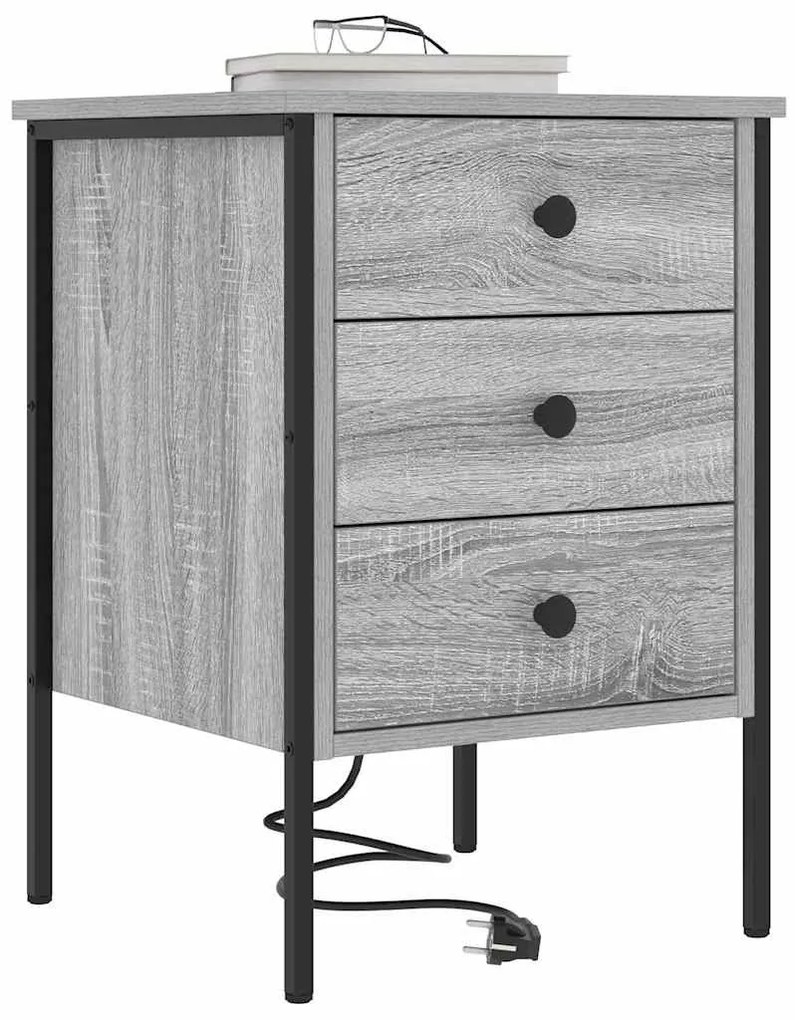 vidaXL Κομοδίνο με συρτάρι 2 pcs Γκρι sonoma Επεξεργασμένο ξύλο