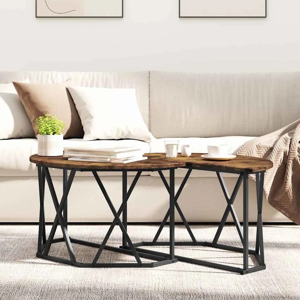 vidaXL Τραπεζάκι σαλονιού Καπνιστή δρυς 80 x 80 x 42 cm
