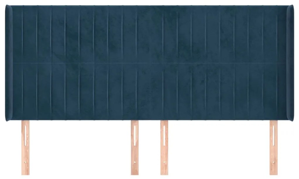vidaXL Κεφαλάρι με Πτερύγια Σκούρο Μπλε 183x16x118/128 εκ. Βελούδινο