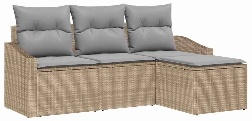 vidaXL Σετ Καναπέ Κήπου 4 pcs Μπεζ Πολυ ράταν