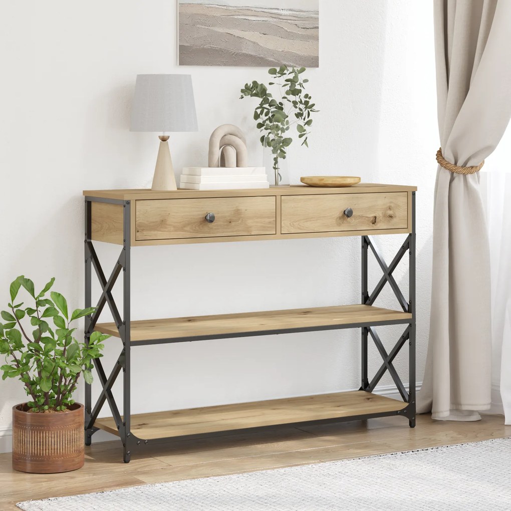 vidaXL Τραπέζι Σαλονιού Artisan Oak 100x28x75 εκ. Κατασκευασμένο από Ξύλο και Ατσάλι