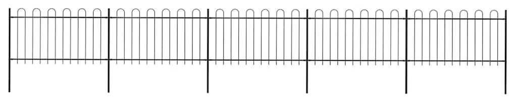 Φράχτης Κήπου με Κορυφή από Ατσάλι 892,5 x 100 εκ. Μαύρος