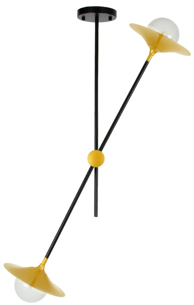GloboStar® JOLIET 00778 Μοντέρνο Φωτιστικό Οροφής Δίφωτο 2 x G9 AC 230V Μαύρο - Χρυσό Μεταλλικό Πλέγμα Μ93 x Π20 x Υ100cm