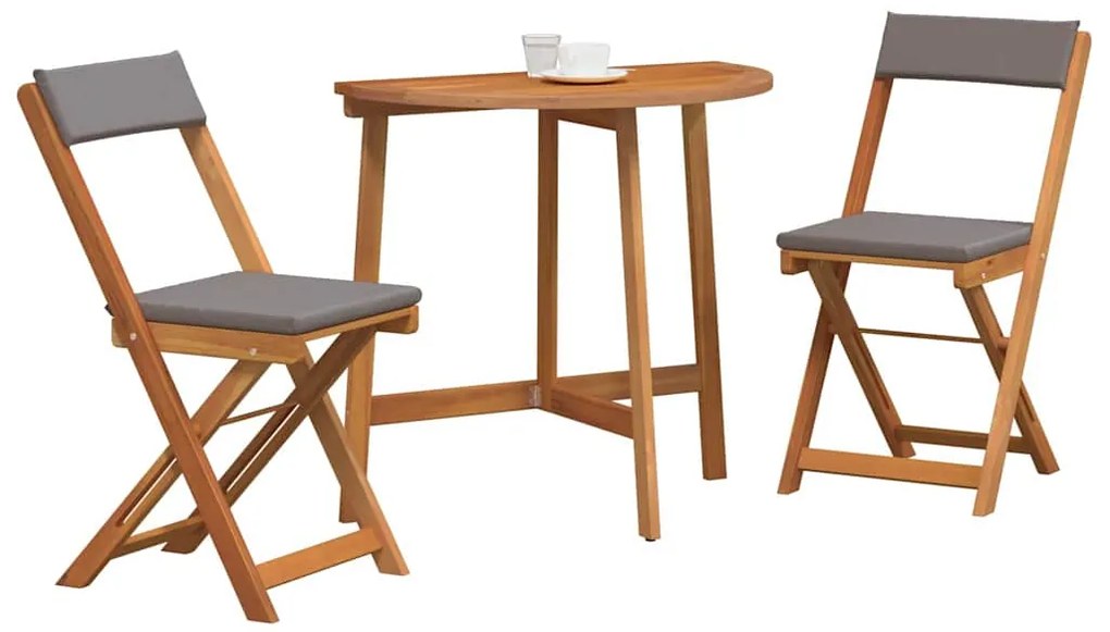 vidaXL Σετ μπιστρό με μαξιλάρι 3 pcs Φυσικό Λάδι Στερεό Ξύλο Ακακίας