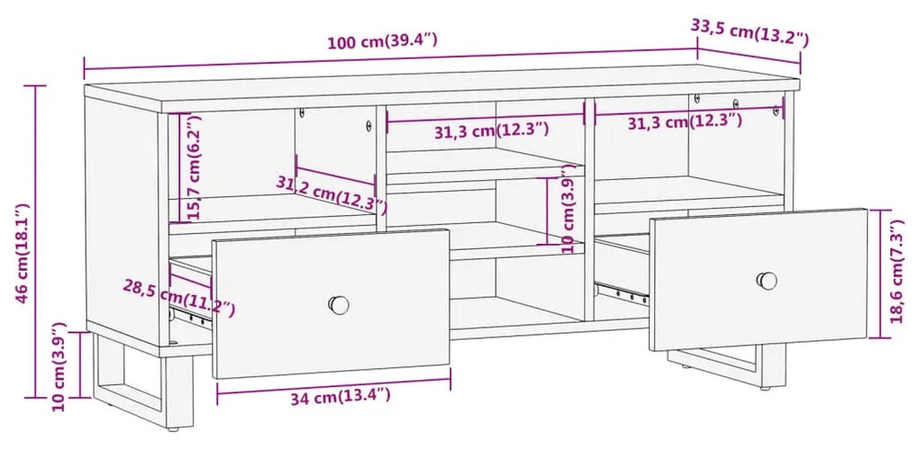 ΈΠΙΠΛΟ ΤΗΛΕΟΡΑΣΗΣ ΚΑΦΕ/ΜΑΥΡΟ 100X33,5X46 ΕΚ. ΜΑΣΙΦ ΞΥΛΟ ΜΑΝΓΚΟ 356801