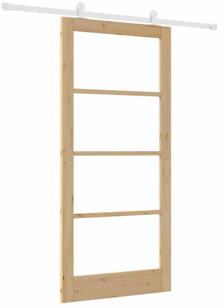 vidaXL Συρόμενη Πόρτα ORKDAL Καφέ 93 x 202 cm Ξύλο και μέταλλο