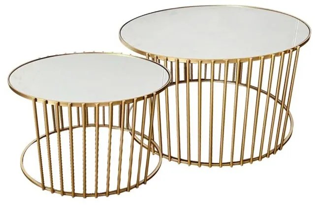 Tραπέζια σαλονιού Boron Inart χρυσό σετ 2τεμ μέταλλο 82x80x45 εκ.