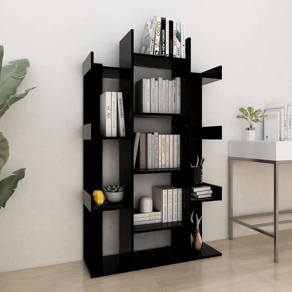 vidaXL Βιβλιοθήκη Μαύρη 86 x 25,5 x 140 εκ. από Επεξ. Ξύλο