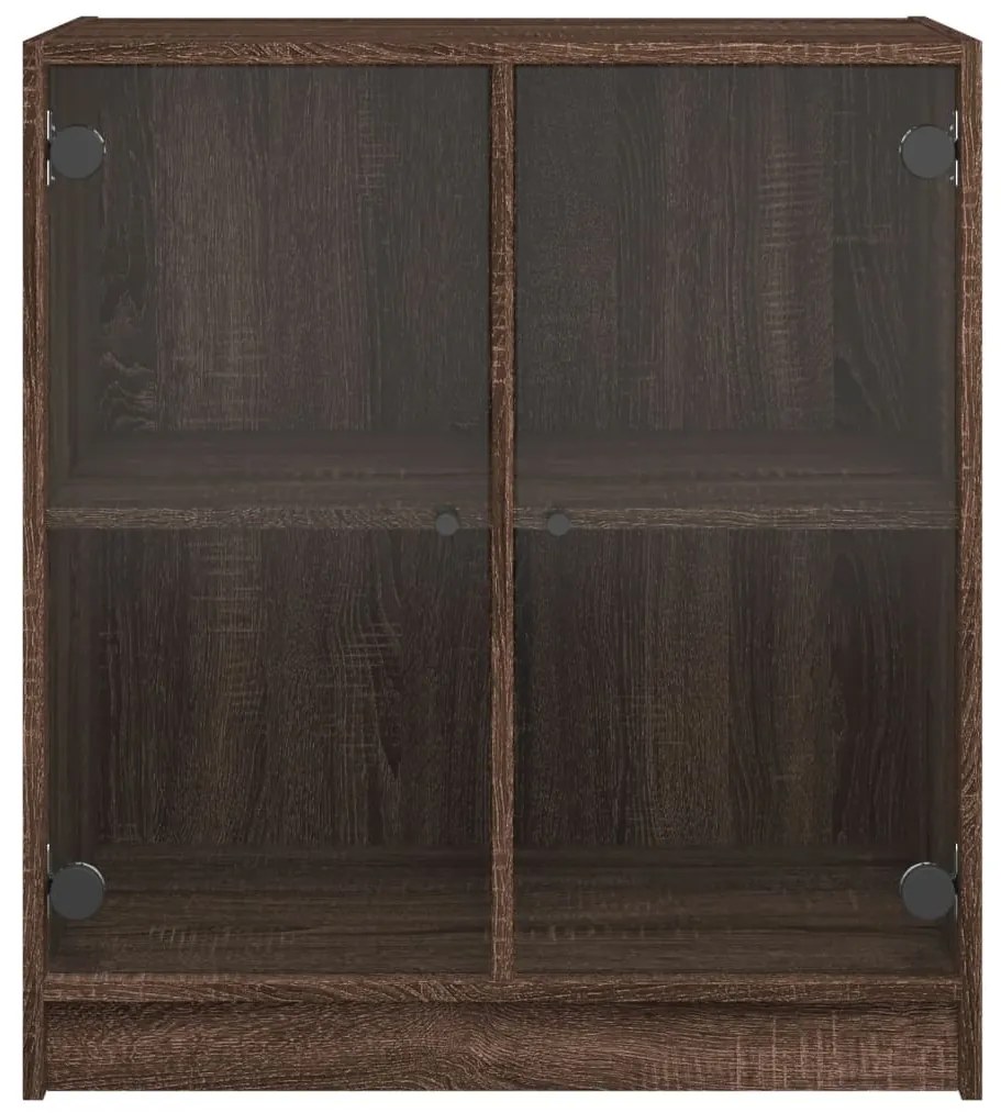 vidaXL Βοηθητικό Ντουλάπι Καφέ Δρυς 68x37x75,5 εκ. Γυάλινες Πόρτες